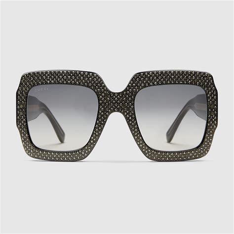 gucci black rhinestone sunglasses|gucci bedazzled sunglasses.